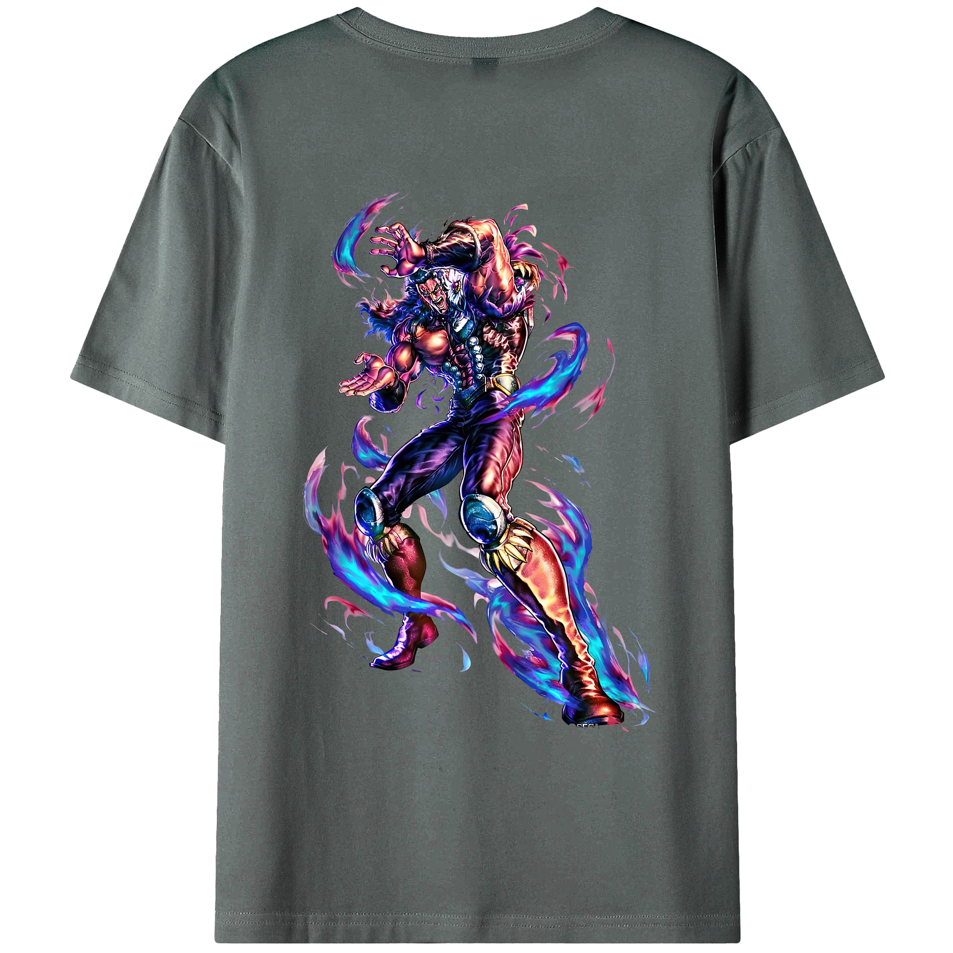 （画像用） 北斗の拳 Fist of the North Star 綿100％ メンズ半袖Tシャツ（バックプリント） 通気性